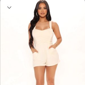 Riley Ruched Romper - Cream